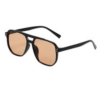 KTUCN 2025 Outdoor Double Beam Sunglasses Retro Jelly Color Women Square Sunglasses UV400 Eye Protection Goggles,Black Tea,HFA,001