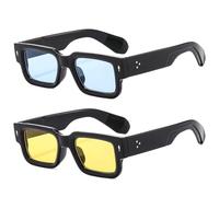 KTUCN 2pcs Fashion Thick Frame Sunglasses Men Women Popular Small Frame Rice Nail Sun Glasses Small Frame Glasses UV400,HD4,1