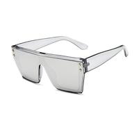KTUCN Big Frame Sunglasses for Men Women Rectangle Flat Top Sun Glasses Male Female Vintage Shades Classic Eyewear UV400,Trans Mercury,BH01