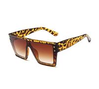 KTUCN Big Frame Sunglasses for Men Women Rectangle Flat Top Sun Glasses Male Female Vintage Shades Classic Eyewear UV400,Leopard DoubleTea,BH01