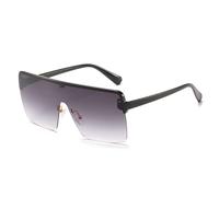 KTUCN Big Frame Women Sunglasses Men One Piece Sun Glasses Half Frame Gradient Lens Retro Driving Shades UV400,Black DoubleGrey,BH01
