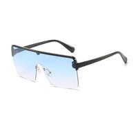 KTUCN Big Frame Women Sunglasses Men One Piece Sun Glasses Half Frame Gradient Lens Retro Driving Shades UV400,Black Blue,BH01