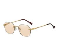 KTUCN Brown Frameless Gold Metal Ladies Sunglasses Rimless Gradient Lens Blue Fashion Sun Glasses For Men UV400 Summer 2025,h,01 Gold,Black