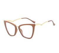 KTUCN Cat Eye Glasses Frame for Women Fashion Anti Blue Light Eyewear Ladies Oversized Decorative Spectacle Clear Lens Shades,brown,BH01