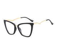 KTUCN Cat Eye Glasses Frame for Women Fashion Anti Blue Light Eyewear Ladies Oversized Decorative Spectacle Clear Lens Shades,Black,BH01