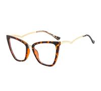 KTUCN Cat Eye Glasses Frame for Women Fashion Anti Blue Light Eyewear Ladies Oversized Decorative Spectacle Clear Lens Shades,Leopard,BH01