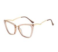 KTUCN Cat Eye Glasses Frame for Women Fashion Anti Blue Light Eyewear Ladies Oversized Decorative Spectacle Clear Lens Shades,Champagne,BH01