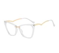 KTUCN Cat Eye Glasses Frame for Women Fashion Anti Blue Light Eyewear Ladies Oversized Decorative Spectacle Clear Lens Shades,trans,BH01