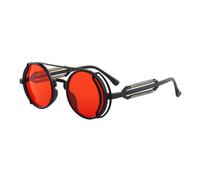 KTUCN Classic Gothic Steampunk Sunglasses Men and Women Retro Round Pc Frame Sunglasses,2,122 * 51