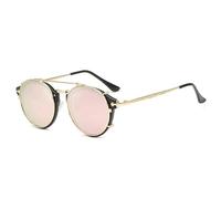 KTUCN Classic Gothic Steampunk Sunglasses Sun Glasses Men Women Vintage Round Glasses Fashion Driving Goggle UV400,05 Black,Pink,Lens Height: 49 mm