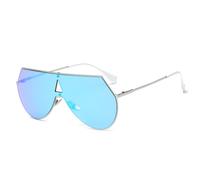 KTUCN Fashion Men Sunglasses Male Big Frame Colorfull lunettes de soleil homme sunglasses with box Metal,C05 Sliver Blue,BH01
