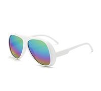 KTUCN Fashion Oversized Men Sunglasses Retro Gradient Mirror Shades UV400 Women Sun Glasses,white colorful,HFA,001
