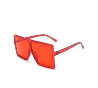 KTUCN Fashion Oversized Sunglasses Retro Gradient Big Frame Sun Glasses For Women One Piece Shade Multi Clear Lens,C2 RED,C