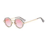 KTUCN Fashion Small Round Sunglasses Women Retro Punk Gradient Eyewear Popular Men Shades Trendy Green Tea UV400 Sun Glasses Metal,HD4,BH01