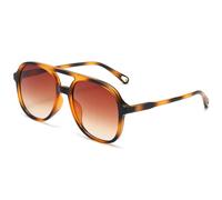 KTUCN Fashion Sunglasses Women Big Frame Leopard Green Eyewear Trending Sun Glasses Cool Driving Shades UV400,Leopard Tea,BH01