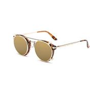 KTUCN Fashion Vintage Steam Punk Round Clip On Sunglasses Men Women Double Layer Removable Lens Retro Carve Legs Shades UV400,7,BH01