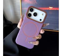 KTUCN Frosted Hit Color Lichee Pattern Magnetic Phone Case For iPhone 17 Air 16 15 14 13 12 11 Pro Max Plus TPU Soft Cover,Pur Purple