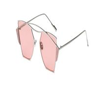 KTUCN Metal Frame Women Fashion Sunglasses Cat Eye Women Personality Sunglasses Mirror Glasses UV400,Silver Frame Pink,BH01
