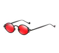 KTUCN Metal Steampunk Sunglasses Men Women Fashion Round Glasses Vintage Sun Glasses,02 Black,Red,BH01