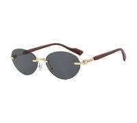 KTUCN Oval Frameless Wooden Leg Women Sunglasses Fashion Gradient Design Men