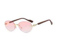 KTUCN Oval Frameless Wooden Leg Women Sunglasses Fashion Gradient Design Men