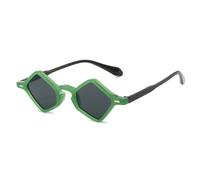 KTUCN Popular Fashion Small Polygon Square Sunglasses Women Clear Ocean Lens Shades UV400 Men Trending Rivets Sun Glasses,h,Green black grey
