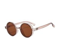 KTUCN Popular Retro Sunglasses Women Fashion Round Punk Eyewear Trendy Hip Hop Shades Rock Roll Black Orange Steam Glasses UV400,Champagne Tea,BH01
