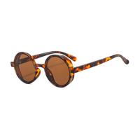 KTUCN Popular Retro Sunglasses Women Fashion Round Punk Eyewear Trendy Hip Hop Shades Rock Roll Black Orange Steam Glasses UV400,Leopard Tea,BH01