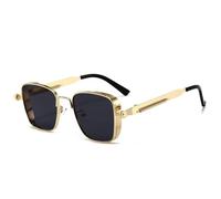 KTUCN Punk Metal Frame Sunglasses Anti-UV400 Retro Sunglasses Travel Accessories Street Photos Decoration Eyewear,Black Gold,Temples Length: 145mm