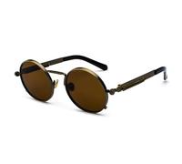 KTUCN Punk Sunglasses Men Women Retro Round Steam Small Circle Sun Glasses Vintage Metal Frame Driving Eyewear,Bronze Tea,BH01