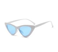 KTUCN Retro Cateye Sunglasses Women Small Cat Eye Sun Glasses Vintage Colorful Eyewear Male Female,White Blue,BH01