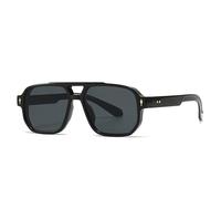 KTUCN Retro Double Bridges Square Sunglasses Women Gradient Shades UV400 Fashion Rivets Men Sun Glasses,h,Black gray
