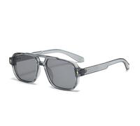 KTUCN Retro Double Bridges Square Women Sunglasses Fashion Clear Ocean Gradient Lens Shades UV400 Men Rivets Punk Sun Glasses,h,Black clear gray