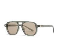 KTUCN Retro Double Bridges Square Women Sunglasses Shades UV400 Fashion Men Trending Rivets Gradient Sun Glasses,h,Clear black gray