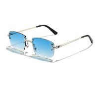 KTUCN Retro frameless square sunglasses, for men and women, UV400, small gradient color, popular party glasses for men,h,C03 Silver Ocean Red