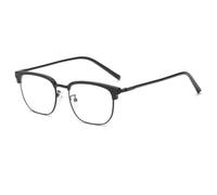 KTUCN Retro glasses frame blue light protection casual half-frame men's design classic glasses,Black Blac