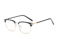 KTUCN Retro glasses frame blue light protection casual half-frame men's design classic glasses,Black Gold