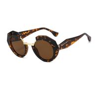 KTUCN Retro Leopard Gradient Round Frame Women Sunglasses Y2K Street Shooti