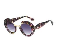 KTUCN Retro Leopard Gradient Round Frame Women Sunglasses Y2K Street Shooti