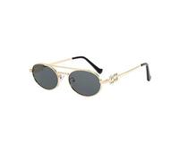 KTUCN Retro Men Punk Style Sunglasses Colorful Round Metal Frame Women Fashion Sunglasses Uv400, golden and grey,BH01