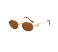 KTUCN Retro Men Punk Style Sunglasses Colorful Round Metal Frame Women Fashion Sunglasses Uv400,golden and brown,BH01