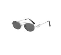 KTUCN Retro Men Punk Style Sunglasses Colorful Round Metal Frame Women Fashion Sunglasses Uv400,silvery and grey,BH01