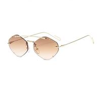 KTUCN Retro Oval Metal Sunglasses Men Women Steampunk Rimless Polygon Glasses Women UV400,gradient tea,BH01