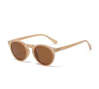 KTUCN Retro Polarized Sunglasses Men Women Fashion Small Round Sun Glasses For Male Female Literary Vintage Shades Driving Eyewear,C2,Brown Brown,HFA,001
