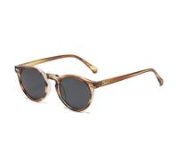 KTUCN Retro Polarized Sunglasses Men Women Fashion Small Round Sun Glasses For Male Female Literary Vintage Shades Driving Eyewear,C9,Tea stripe Black,HFA,001