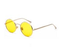KTUCN Retro Punk Style Men Sunglasses Women Vintage Round Metal Frame Colorful Lens Sun Glasses Fashion Eyewear UV400,N06 Gold Yellow,BH01
