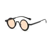 KTUCN Retro Round Punk Metal Sunglasses Women Shades UV400 Fashion Clear Lens Men Double Color Frame,Black champagne,A