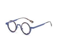 KTUCN Retro Round Punk Metal Sunglasses Women Shades UV400 Fashion Clear Lens Men Double Color Frame,Blue leopard clear,A