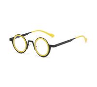 KTUCN Retro Round Punk Metal Sunglasses Women Shades UV400 Fashion Clear Lens Men Double Color Frame,Black yellow clear,A