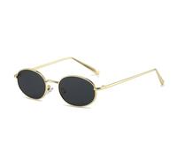 KTUCN Retro Small Oval Metal Frame Women Sunglasses UV400 Men Punk Sun Glasses,g,Golden gray